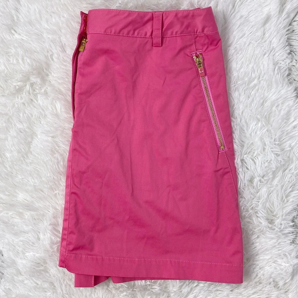 Liz Claiborne Golf Skirt Skort Women's 6 Pink Gold Zip‎ Pockets